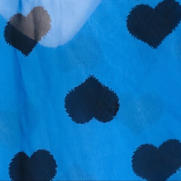 Sweet Rain Blue & Black Heart Sheer Blouse Large - Picture 7 of 7